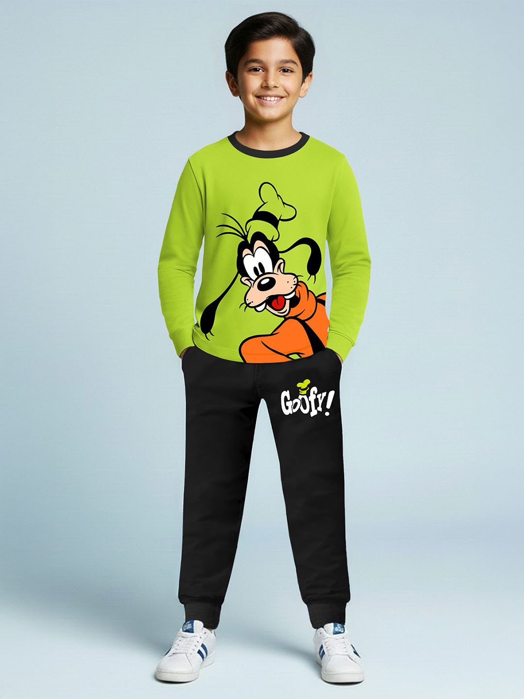 YK Disney Boys Printed Round Neck T-shirt With Joggers