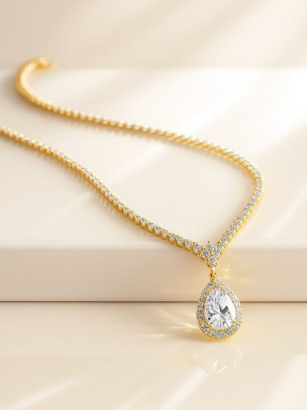 Rubans 18K Gold-Plated American Diamonds Studded Necklace