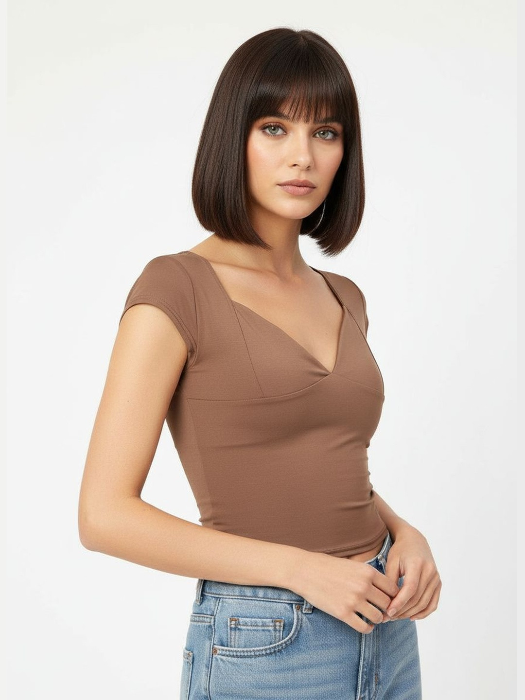 DressBerry Cutie Couture Sweetheart Neck Fitted Top