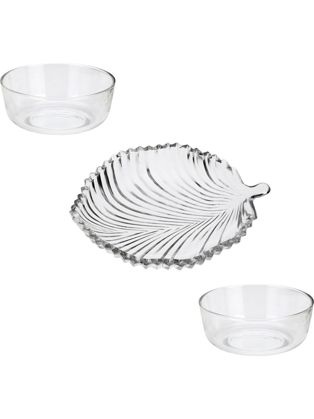 1ST TIME Transparent Pack Of 3 Glass Dishwasher Safe Dinner Set