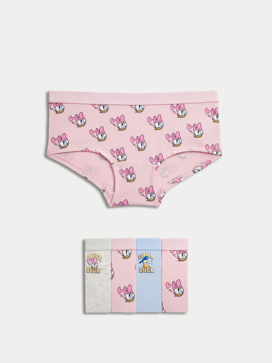 Marks & Spencer Pack Of 5 Girls Daisy Duck Printed High-Rise Outer Elastic Basic Briefs