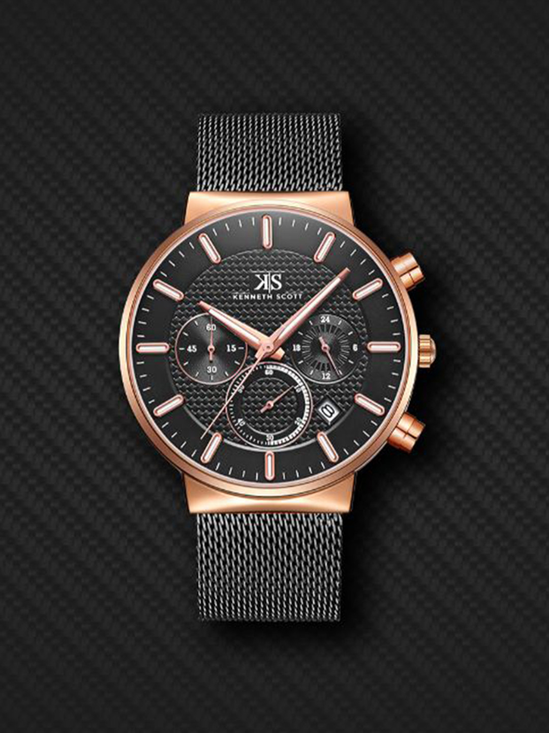 KENNETH SCOTT Men Dial & Stainless Steel Bracelet Style Straps Analogue Watch K22133-KMBB