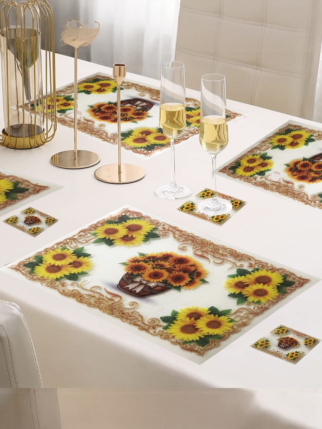 LaVichitra Pack of 12 Rectangular Floral Table Placemat
