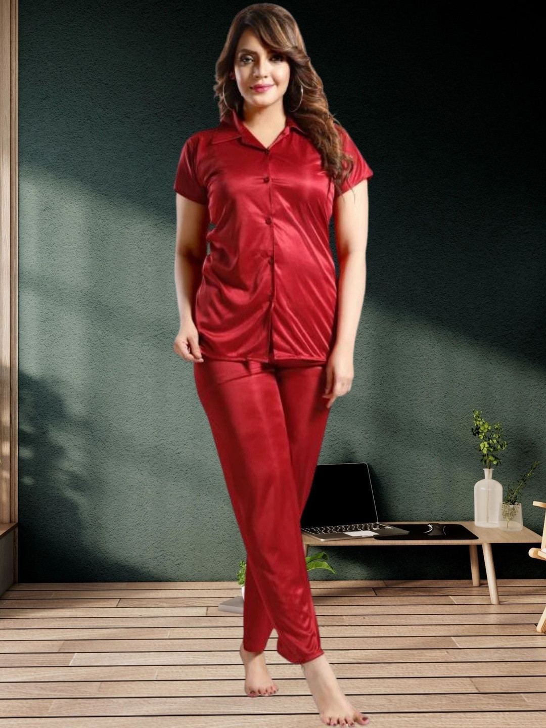 Clothus Girls Shirt Collar Night Suits