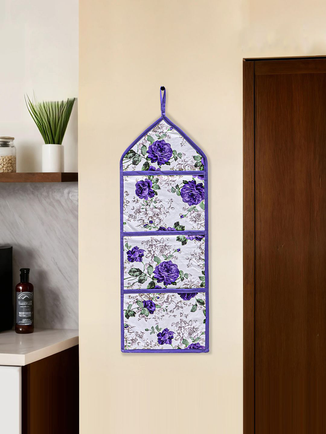 Kuber Industries Purple & White Regular Magazine Organiser with 3 Pockets