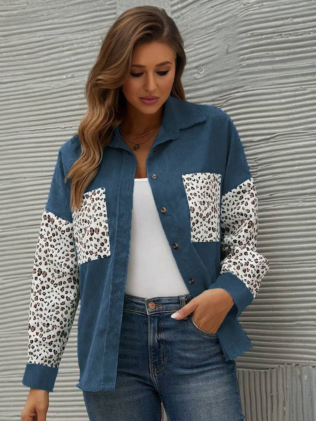 Mast & Harbour Women Oversized Fit Colourblocked Spread Collar Casual Shirt