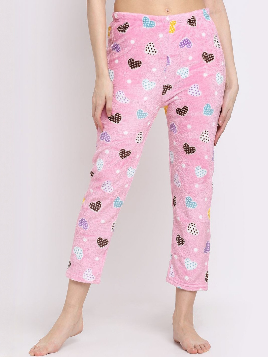 NEUDIS Women Fleece Heart Printed Lounge Pants