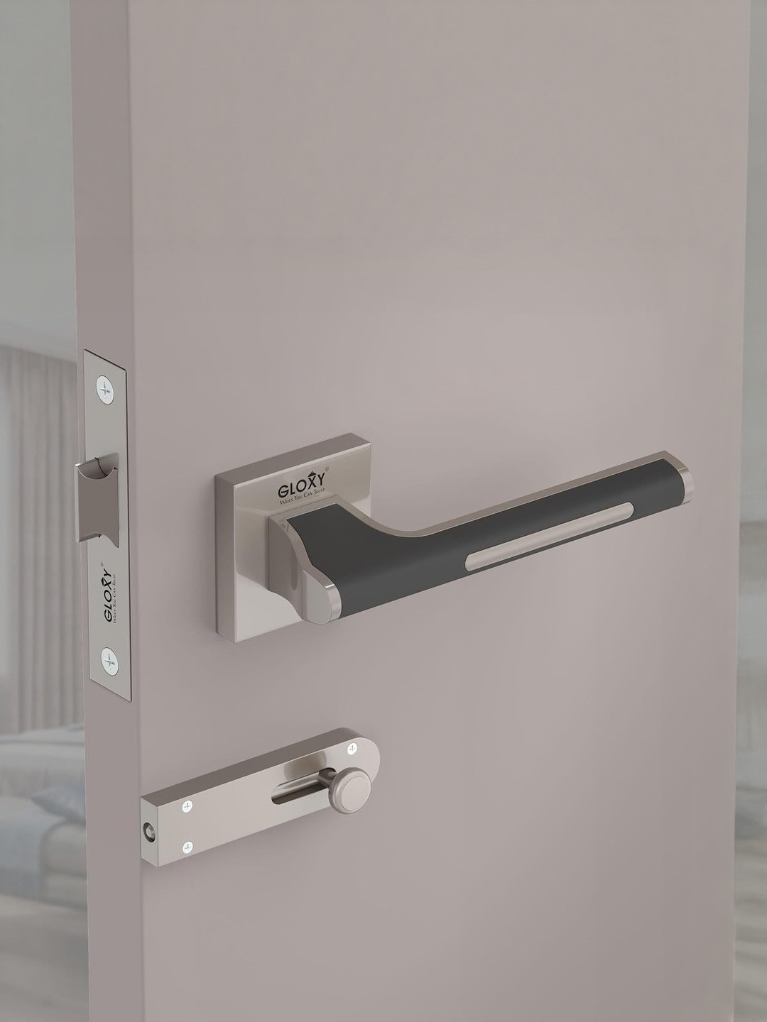 GLOXY Stainless steel Mortise Tower Bolt Door Lock Handle Set