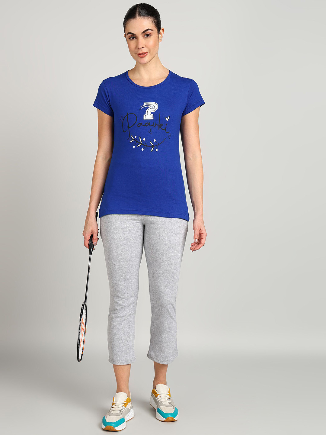 PAAVKI Women Blue Pure Cotton Casual Round Neck Comfortable T-Shirt and Lower Pyjama