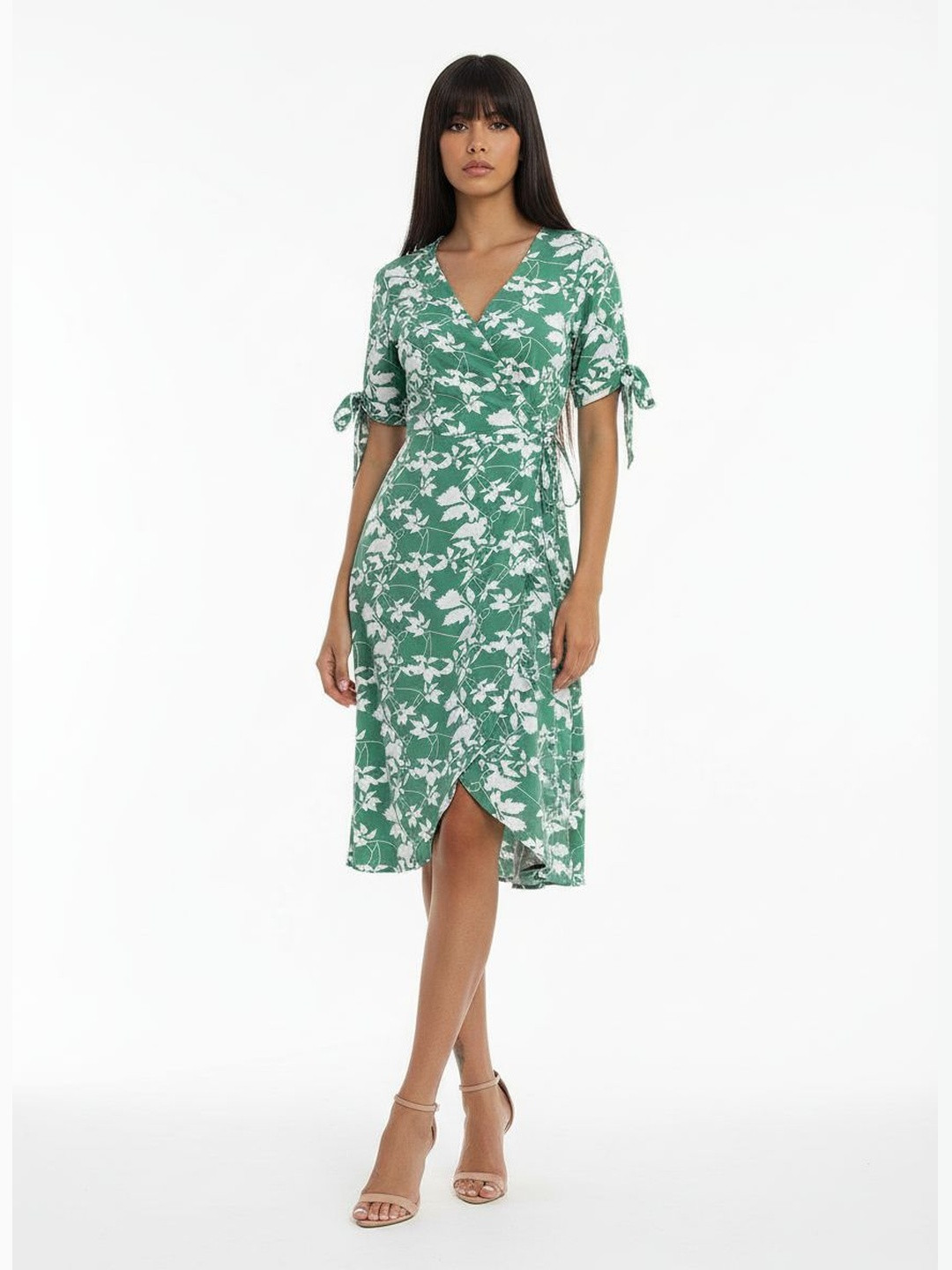 DressBerry Floral Print Wrap Dress with Slit