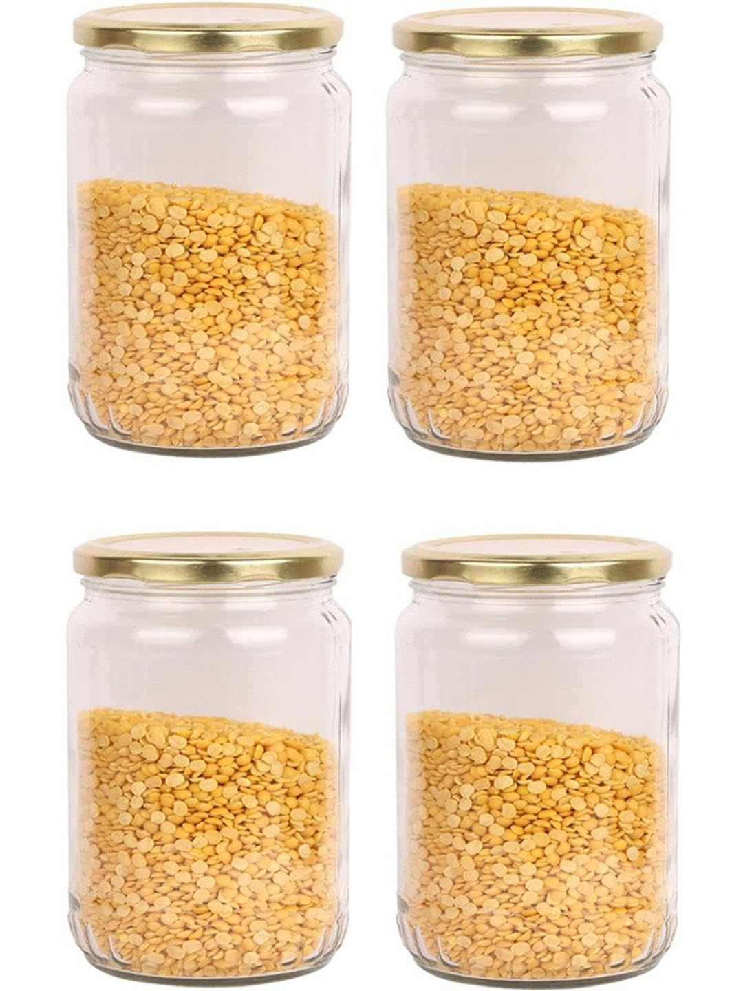 1ST TIME Set of 4 Transparent Glass Jar Stylish Jar & Container