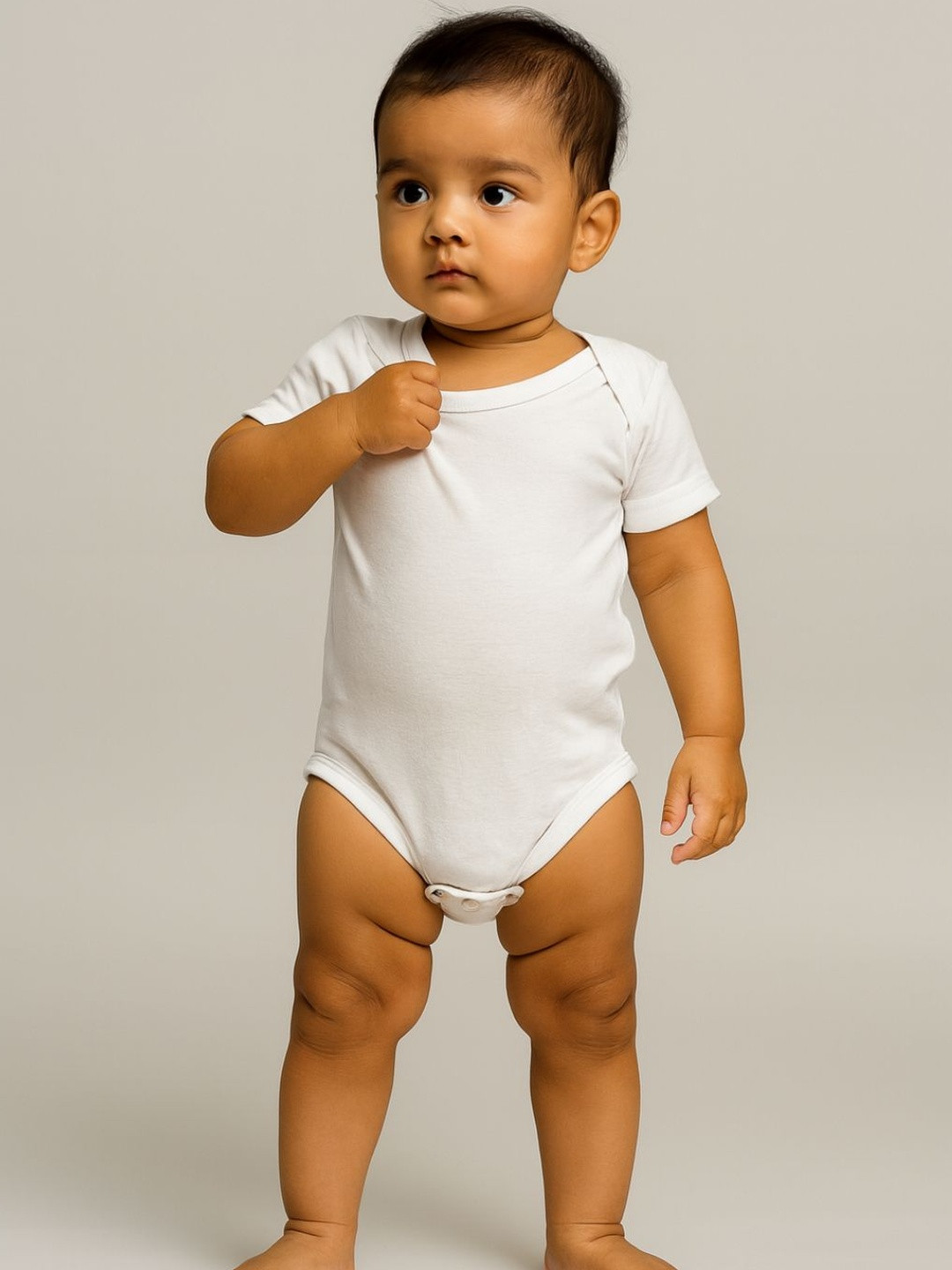 YK Kids Pack Of 3 White Red And Yellow Cotton Solid Rompers