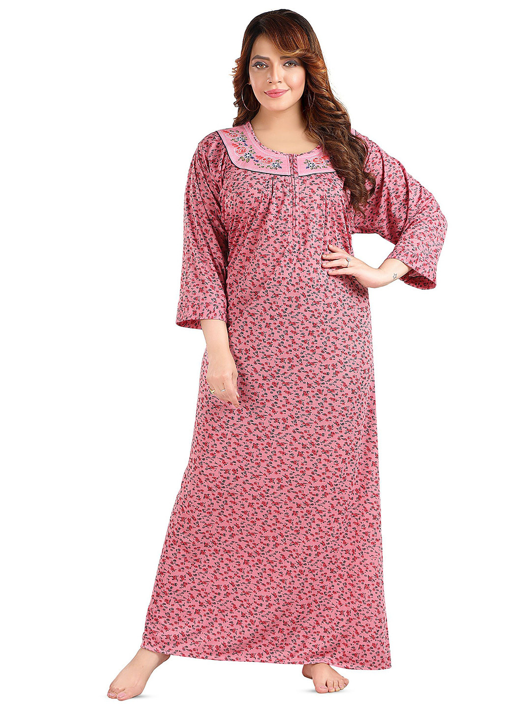 Lady Venom Printed Full Sleeve Maxi Nightdress