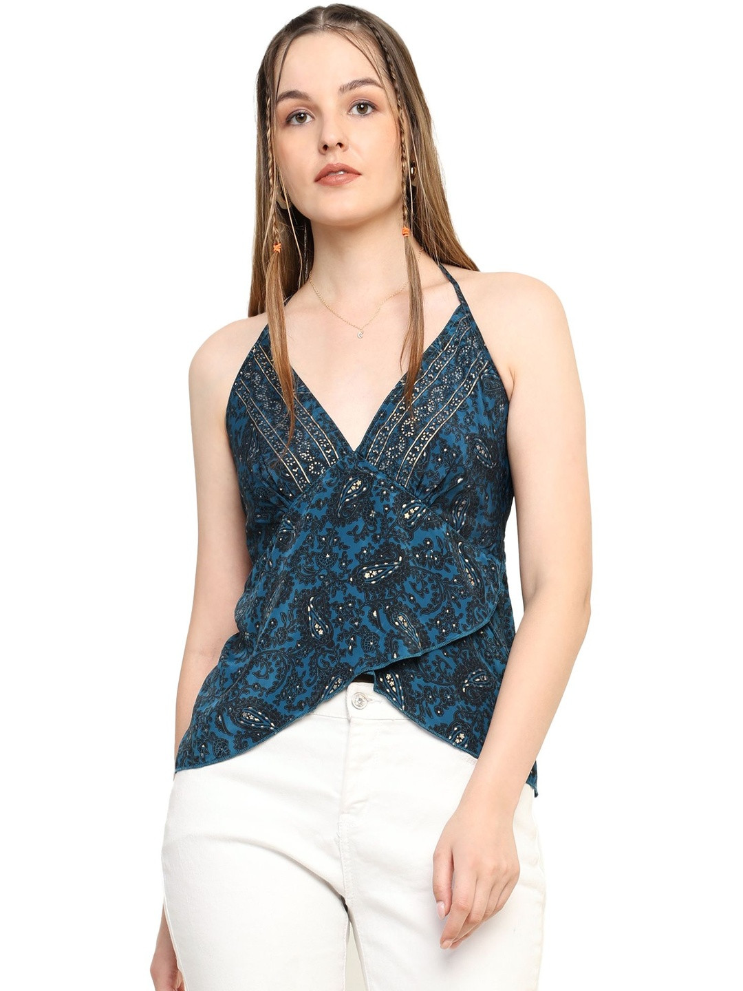 GALE GIRLS Women Printed Halter Neck Bohemian Wrap Top