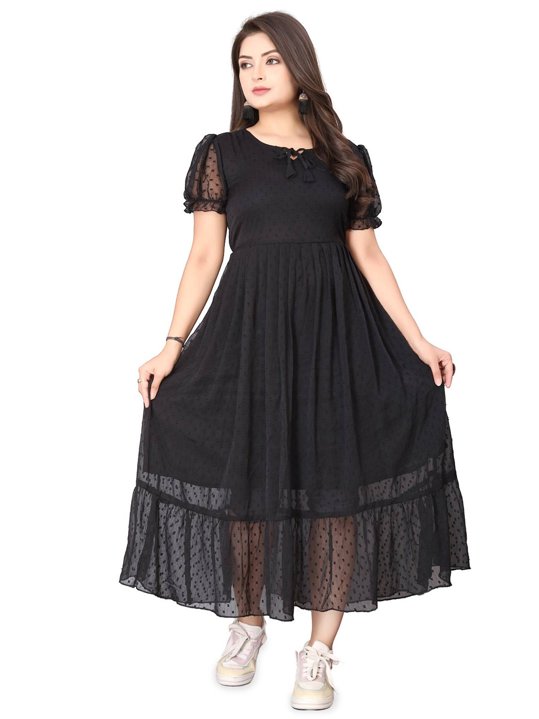 QENA Women Fit & Flare Midi Dress