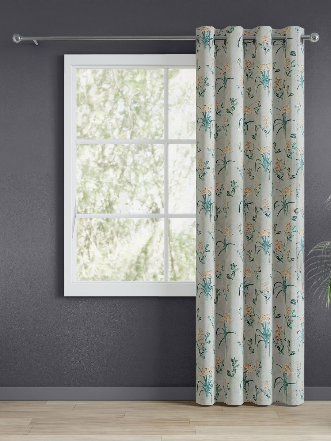 haus & kinder Signature Woodland Bloom Green Floral Printed Room Darkening Door Curtain