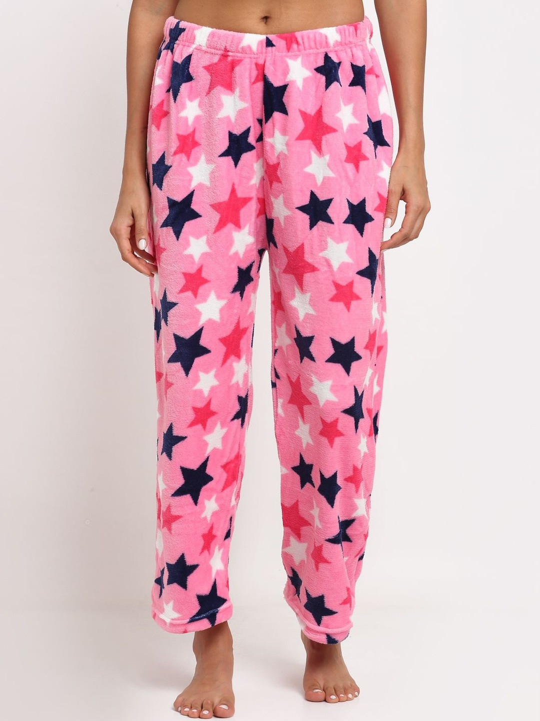 NEUDIS Women Fleece Baby Pink Printed Sweat pant