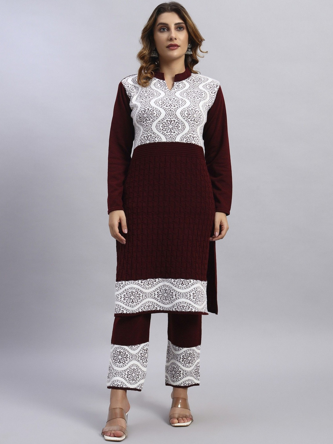 ZEPPI Women Wool Blend Kurta and Palazzo Clothing Set