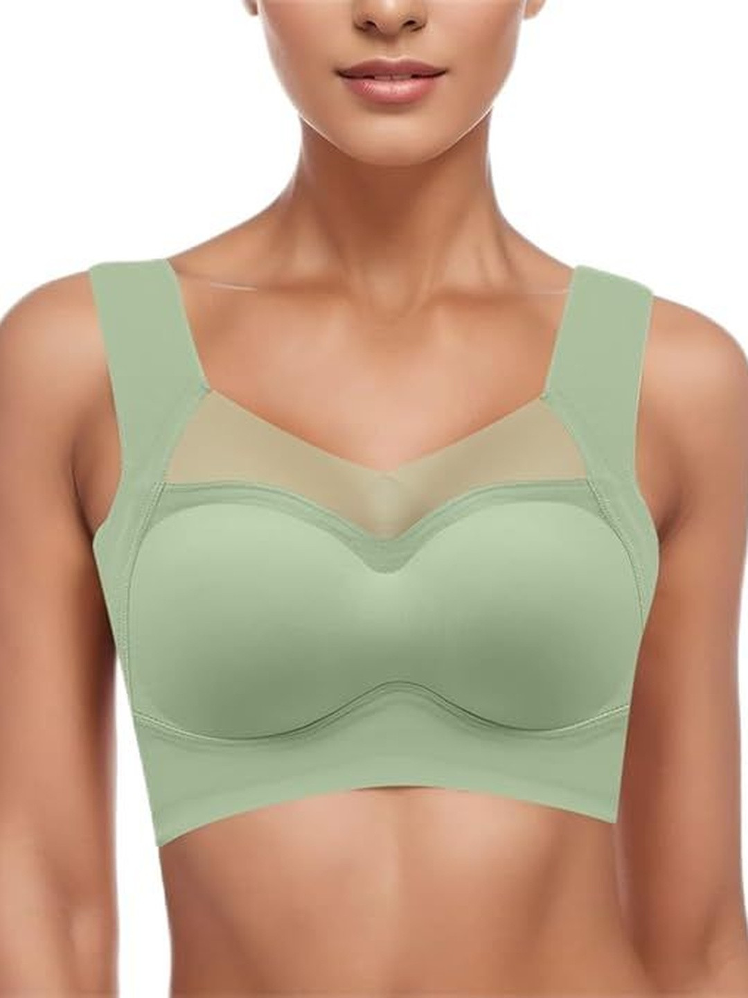 Eleg & Stilance Women Full Coverage Lightly Padded Bra with Broad Straps & Mesh Detail