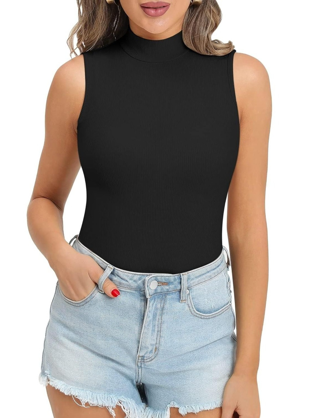 BRAND FLEX Women Ribbed Round Neck Sleeveless Top