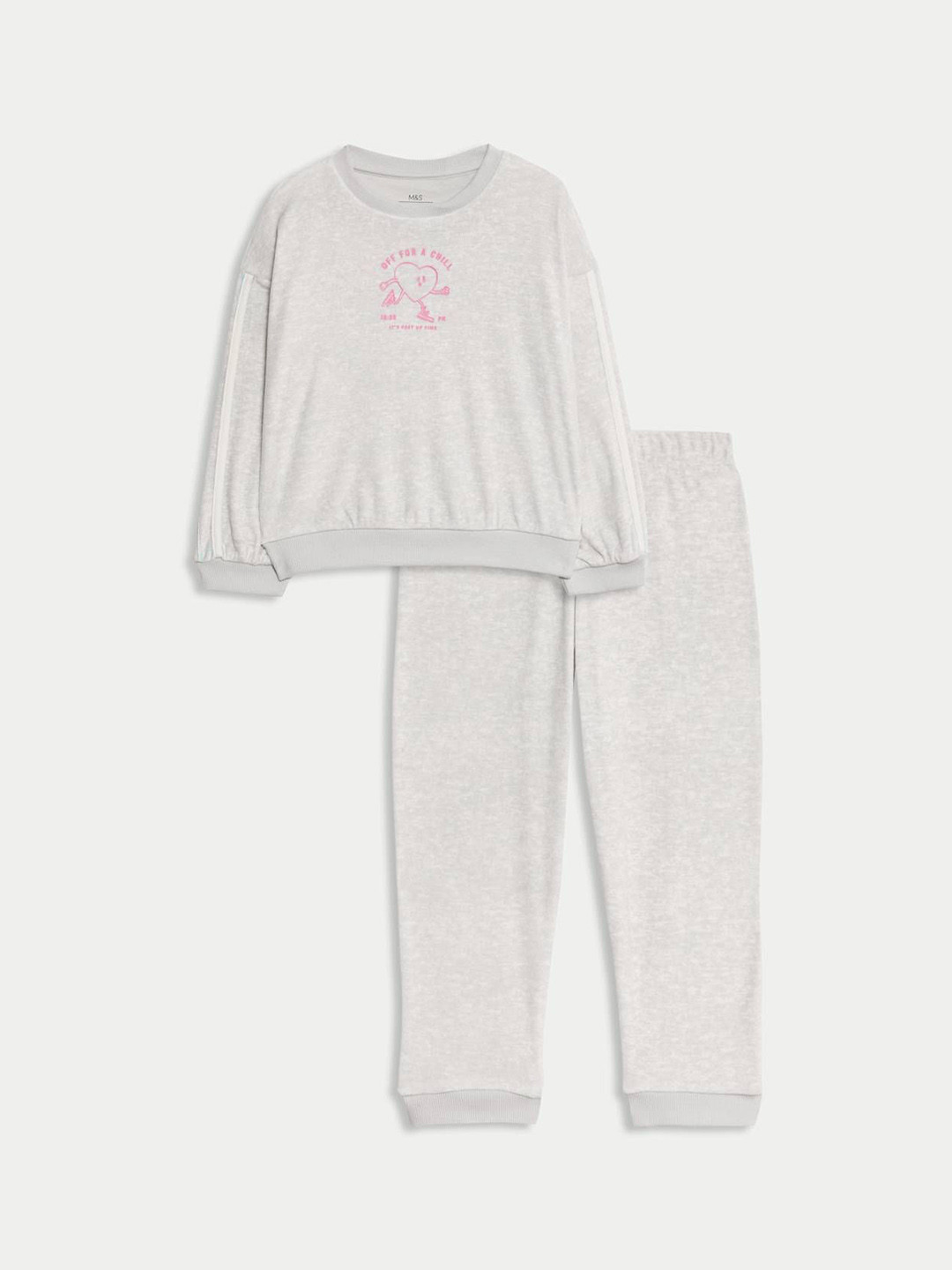 Marks & Spencer Velour Slogan Girls Graphic Printed Night suit