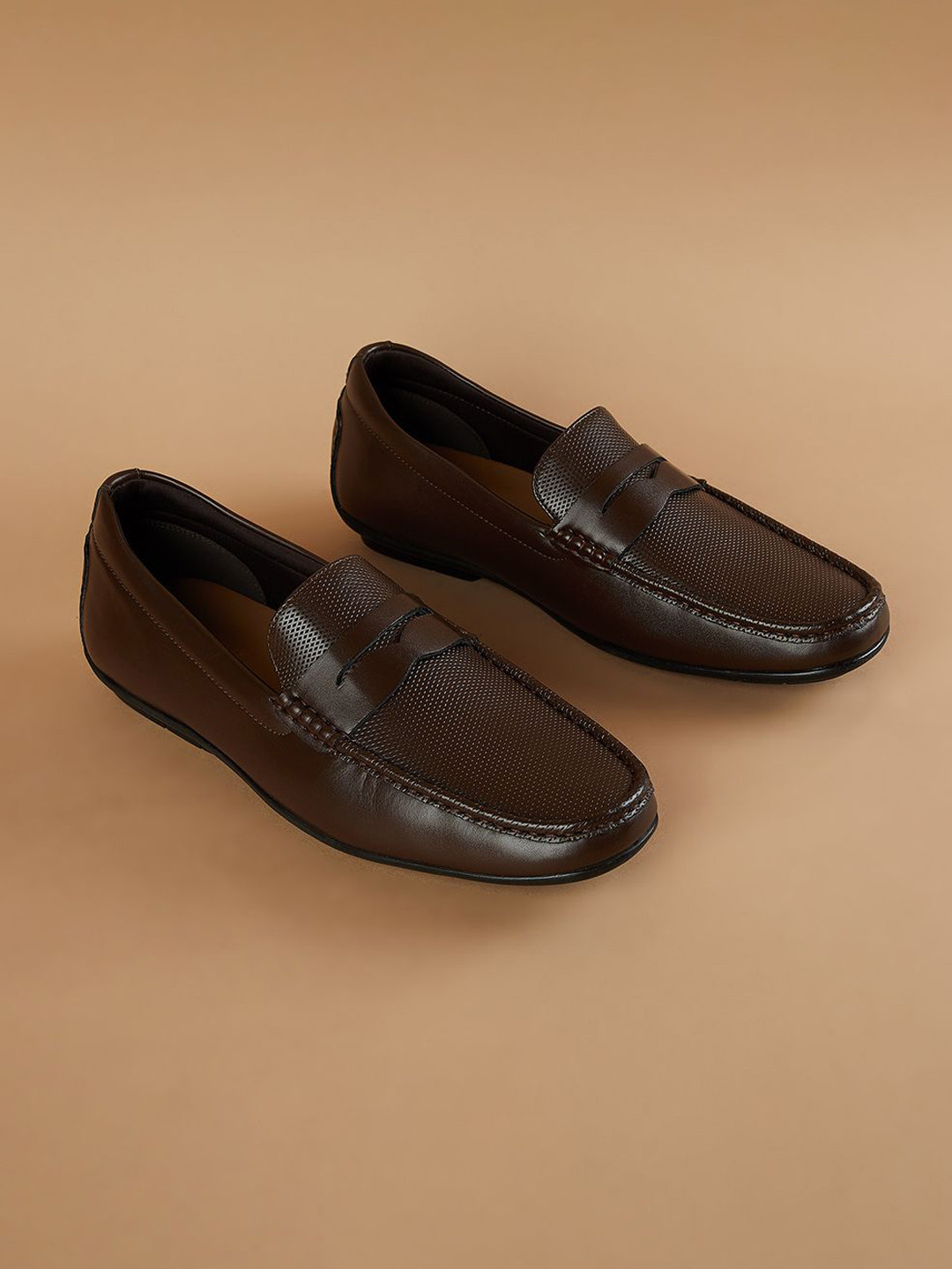 CODE by Lifestyle Men Textured Square Toe Slip-On Formal Penny Loafers