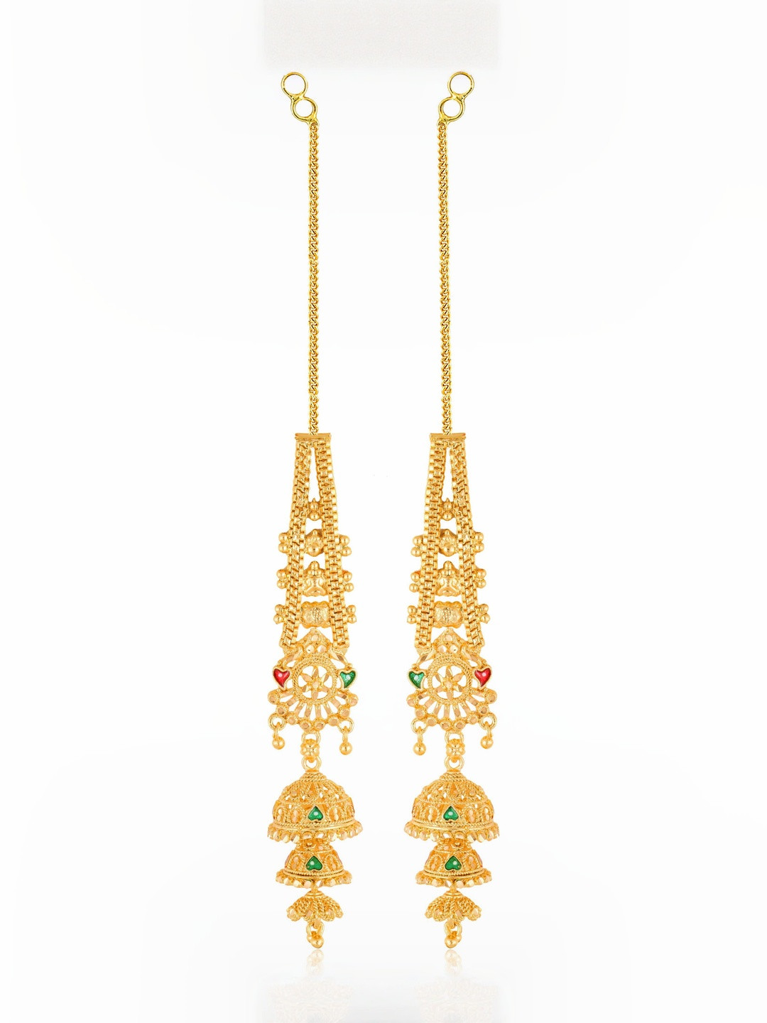 VIVASTRI Women Gold-Plated Dome Shaped Post and Back Jhumkas Earrings