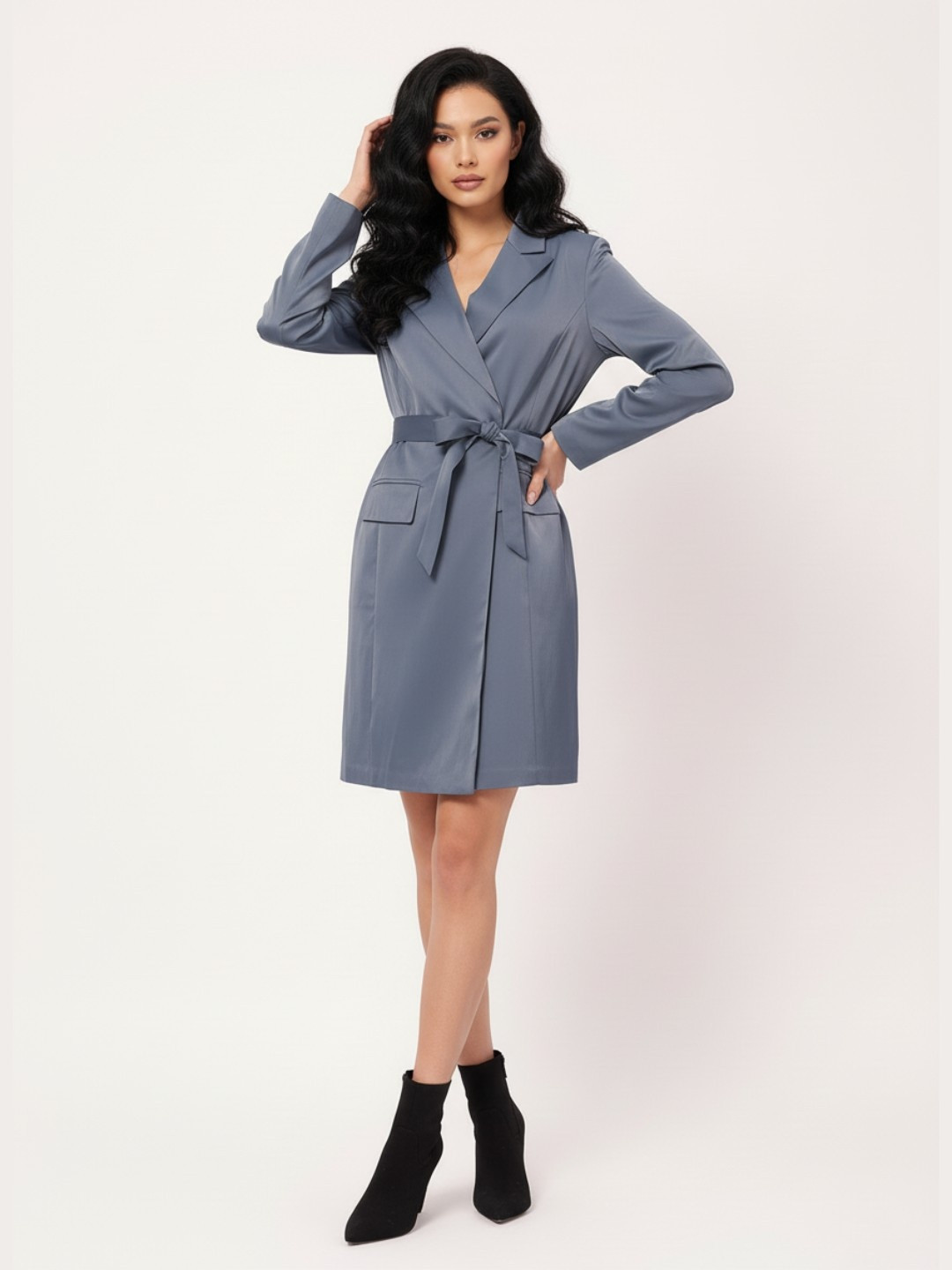 DressBerry Graceful Aesthetic Belted Mini Blazer Dress