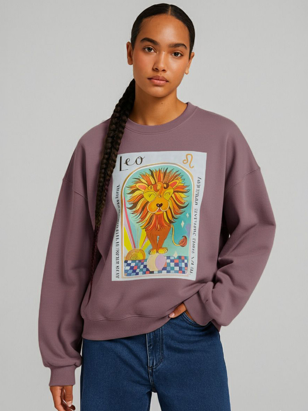 Pookiie Women Leo Zodiac Printed Full Sleeve Sweatshirt