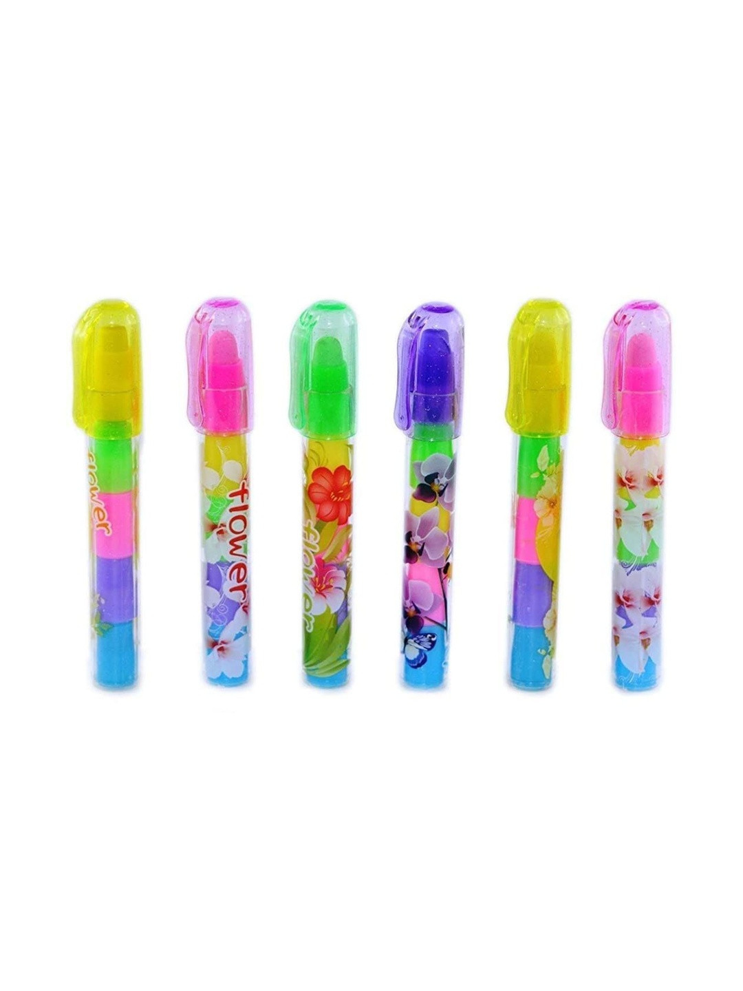 VR Creatives Pack Of 6 Self Design Pen Shaped Eraser Stationery