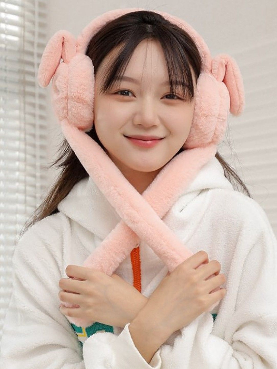 PIFTIF Women Moving Ears Cute Bunny Wool Winter Earmuffs Warm Pump Cap