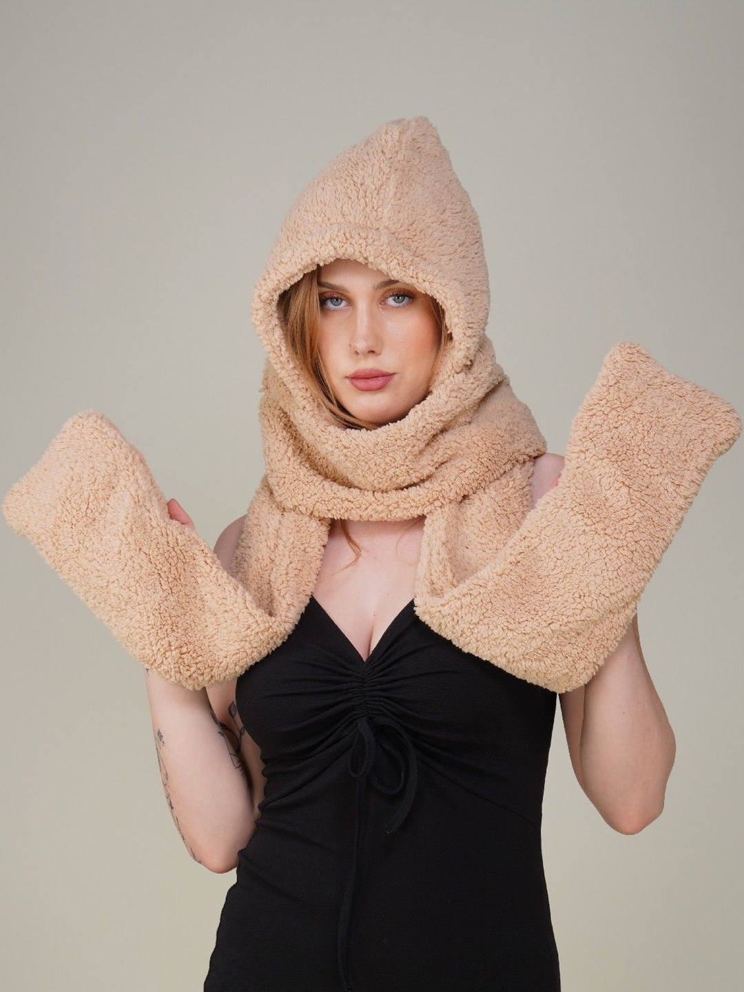 PIFTIF Women Woollen Scarf Ear Cap