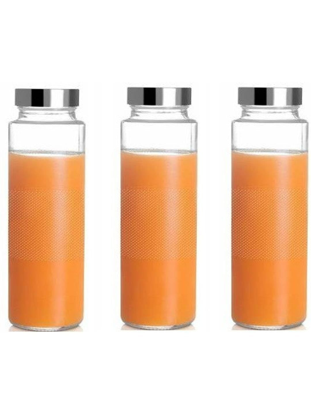 1ST TIME Transparent & Steel 3 Pieces Glass Freezer Safe Water Bottle 750ml