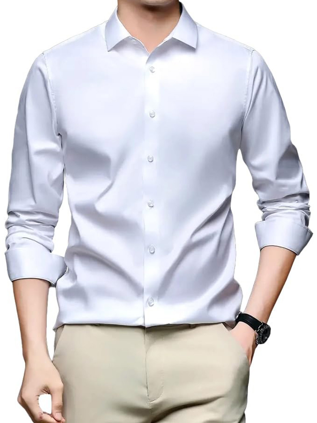 CB-COLEBROOK Spread Collar Silk Shirt