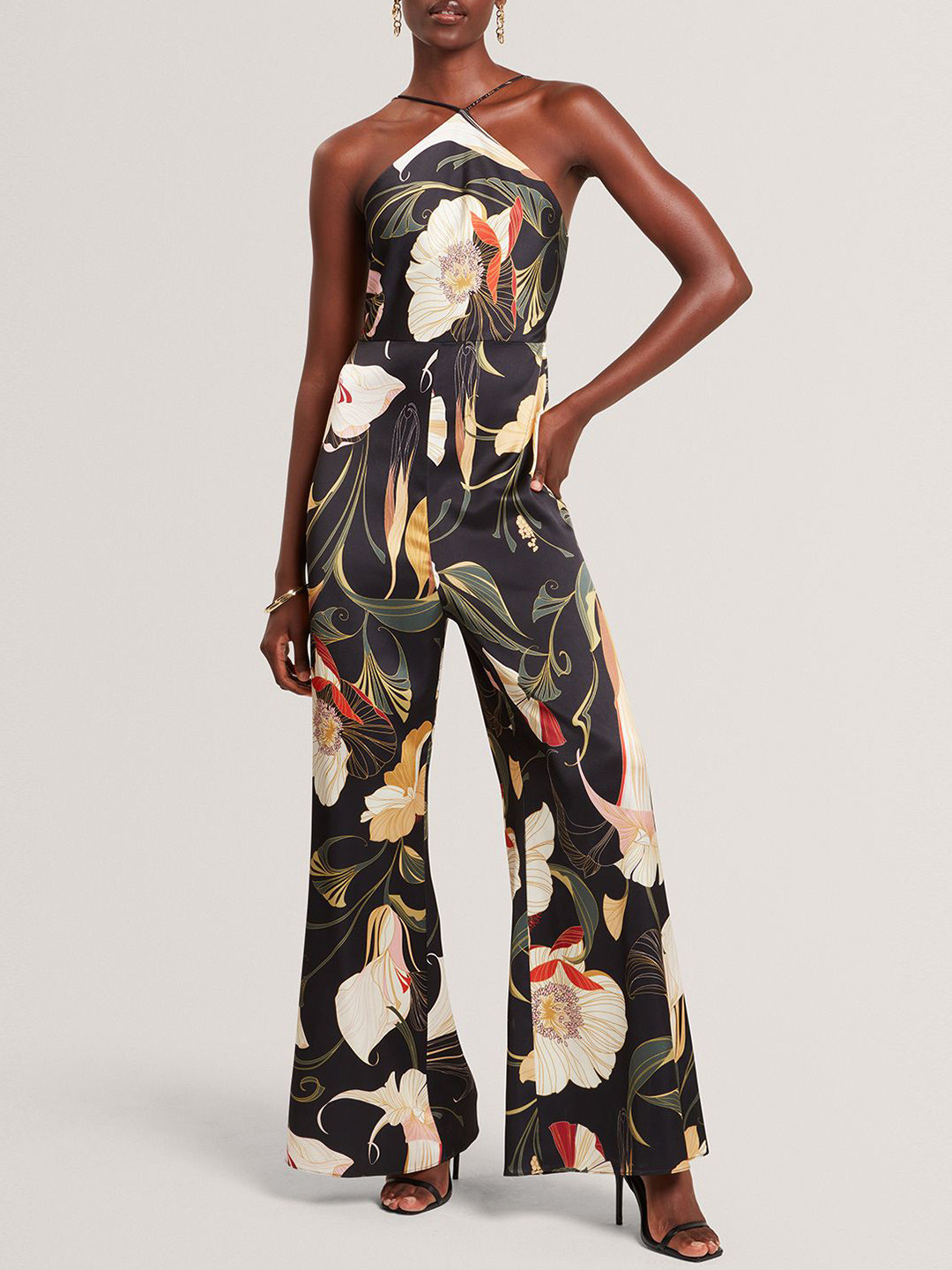 Ted Baker Women Floral Printed Halter Neck Sleeveless Cotton Jumpsuit