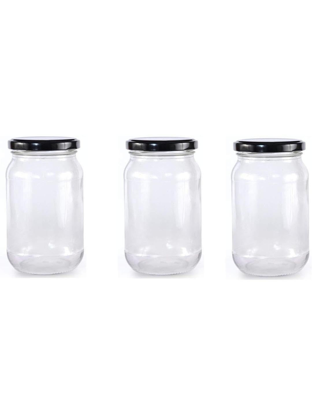 1ST TIME Set of 3 Round Shape Transparent Glass Jar