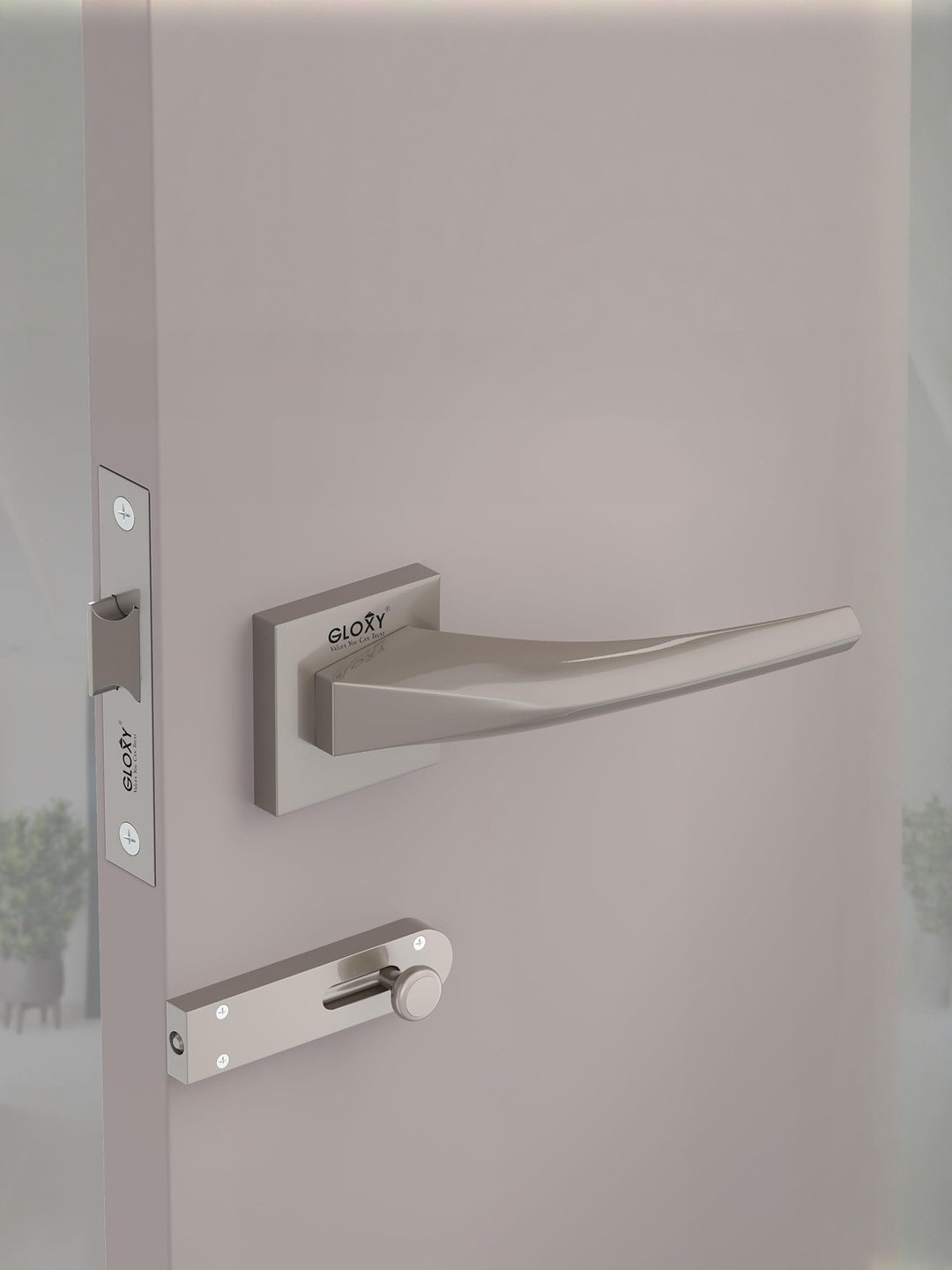 GLOXY Brass Door Lock Keyless Pull Handle With Brass Baby Latch