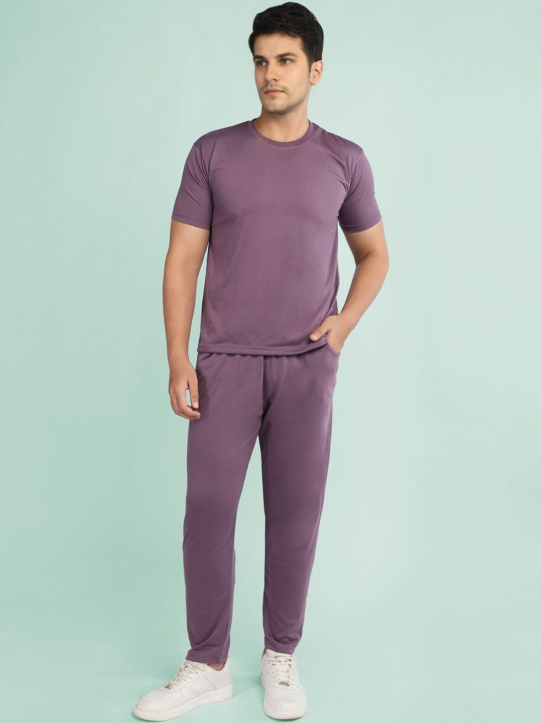 The Roadster Lifestyle Co Round Neck Short Sleeve T-Shirt With Trousers Co-Ords