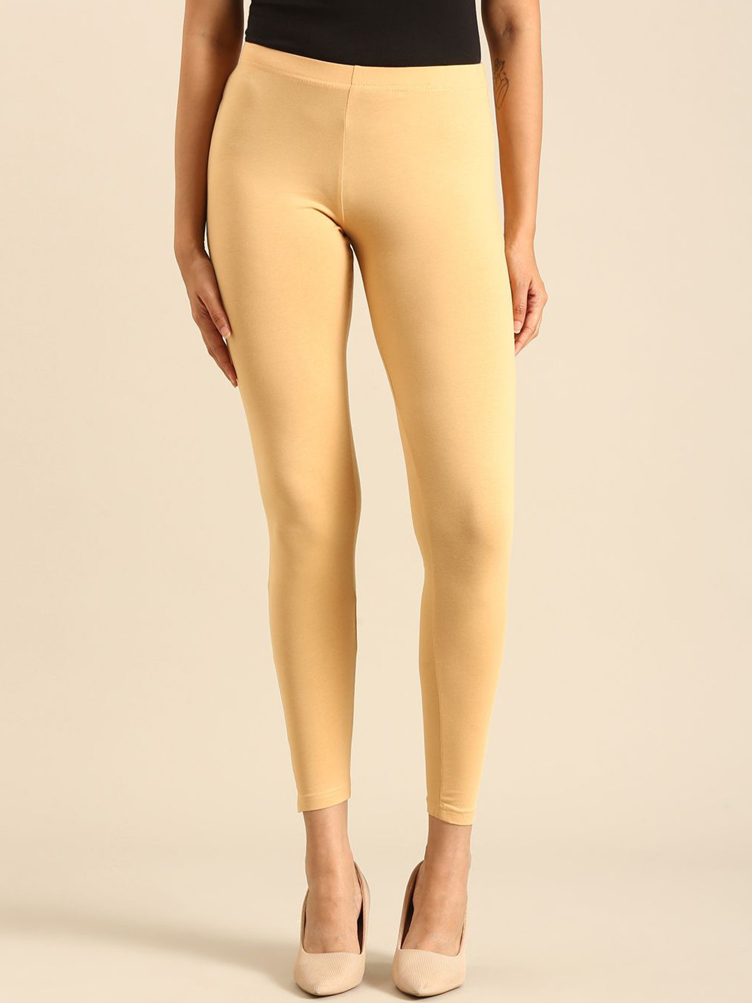 FILMODE Women Cotton Mid Rise Regular Fit Ankle-Length Leggings with Side Pocket