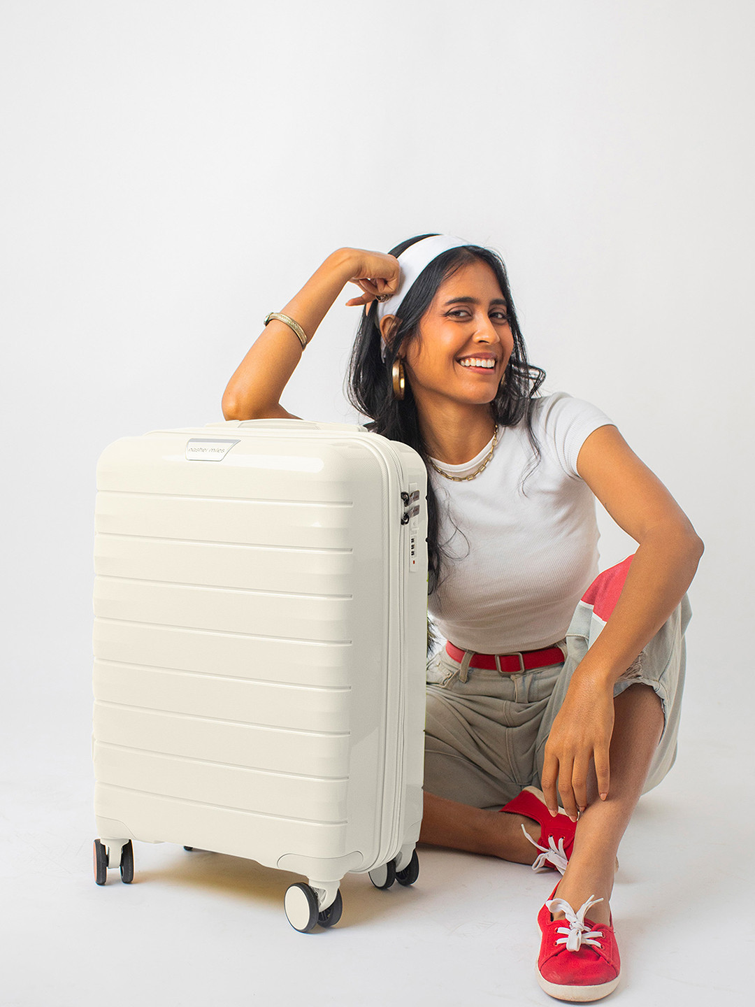 Nasher Miles Vienna Polypropylene Cabin Cream Trolley Bag - 20 Inch (55 cm)