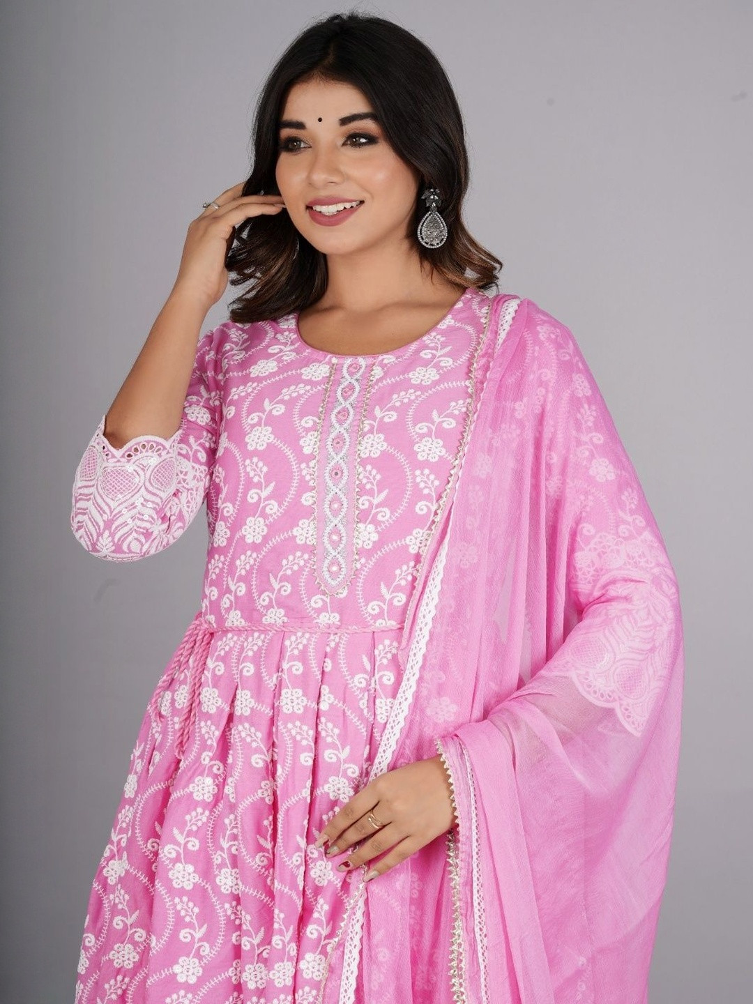 Set to Shine Shop Women Floral Printed Pure Cotton Anarkali Kurta Sets