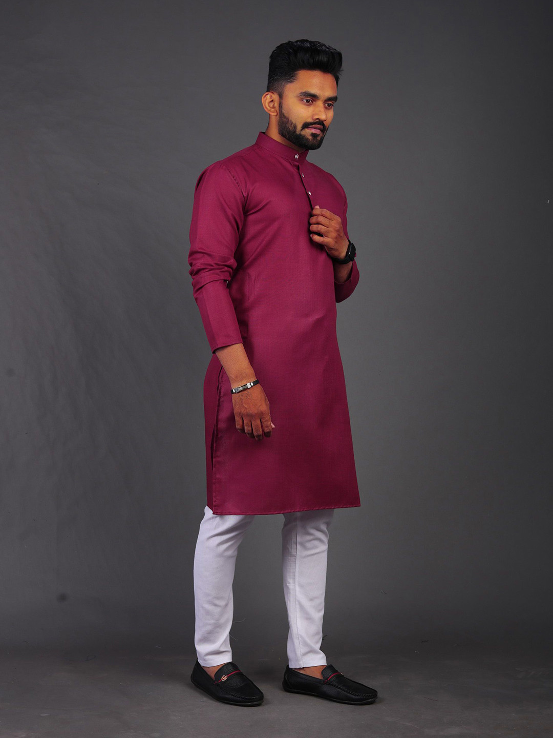 ARZU FASHION Men Solid Festive Cotton Straight Kurta