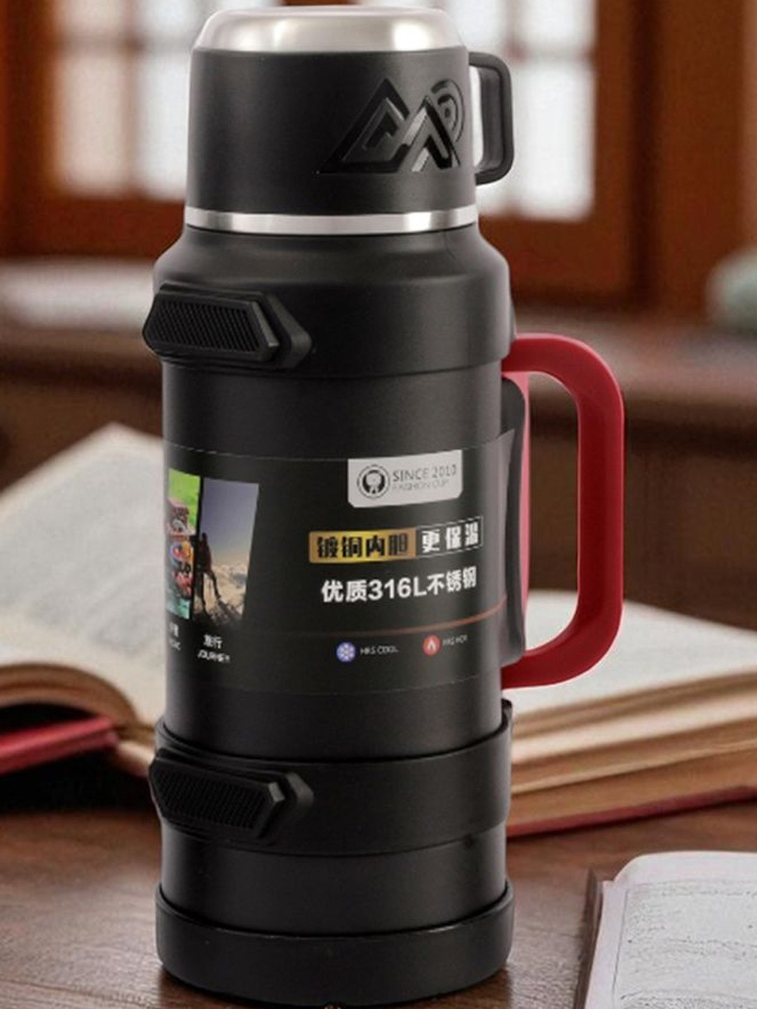 AARVI DECOR STUDIO Black Stainless Steel Airtight Voyage Voult Water Bottle