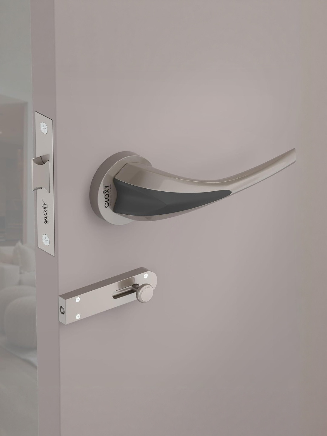 GLOXY Zinc Mortise Keyless Handle Set With Brass Baby Latch