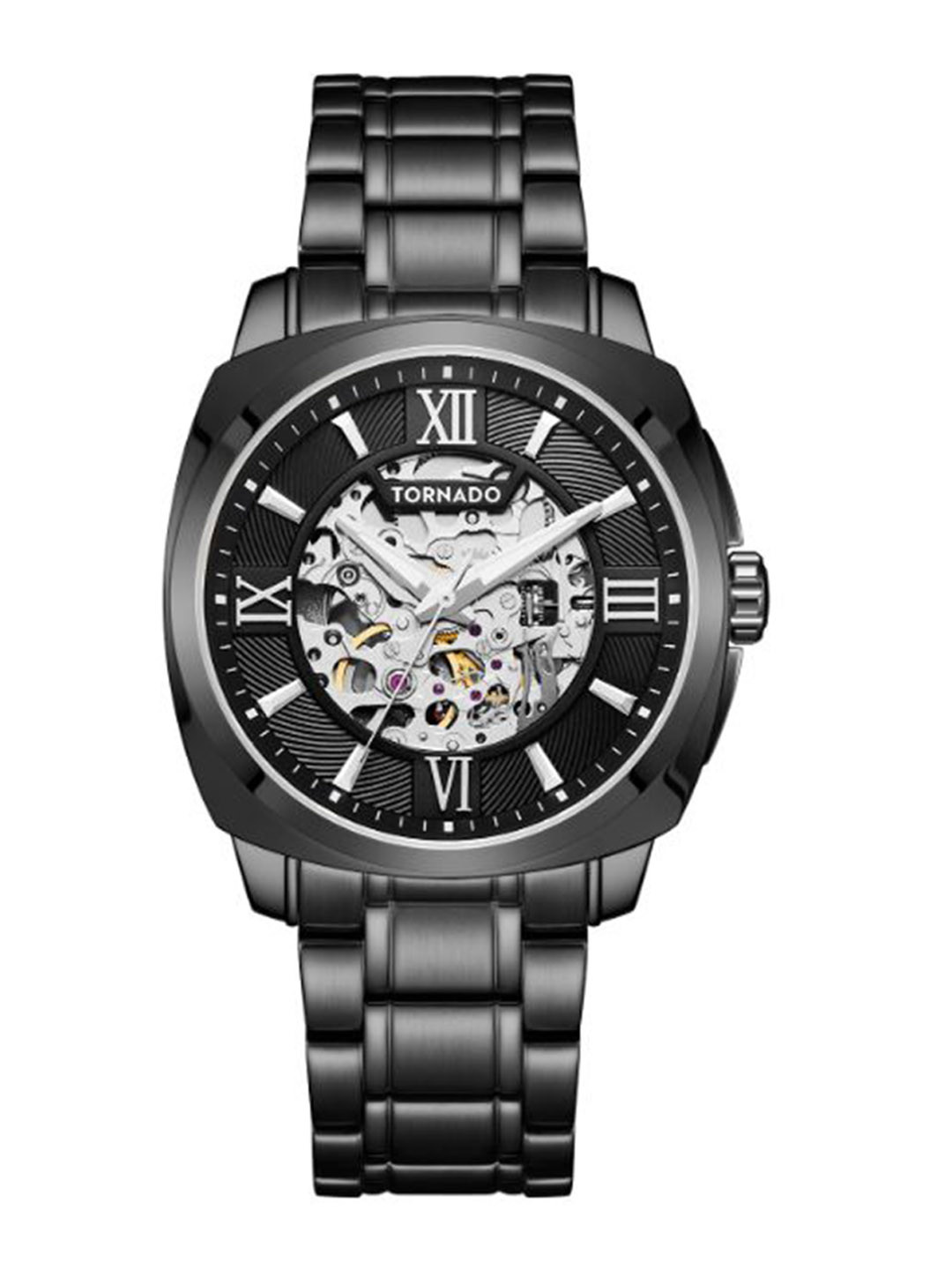 TORNADO Men Round Skeleton Dial & Stainless Steel Straps Analogue Watch T7316-BBBBW