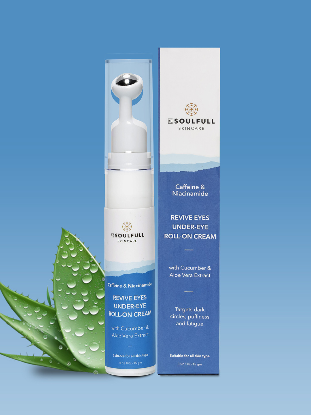 BE SOULFULL Revive Eyes Under Eye Roll On Cream with Caffeine & Niacinamide - 15 g