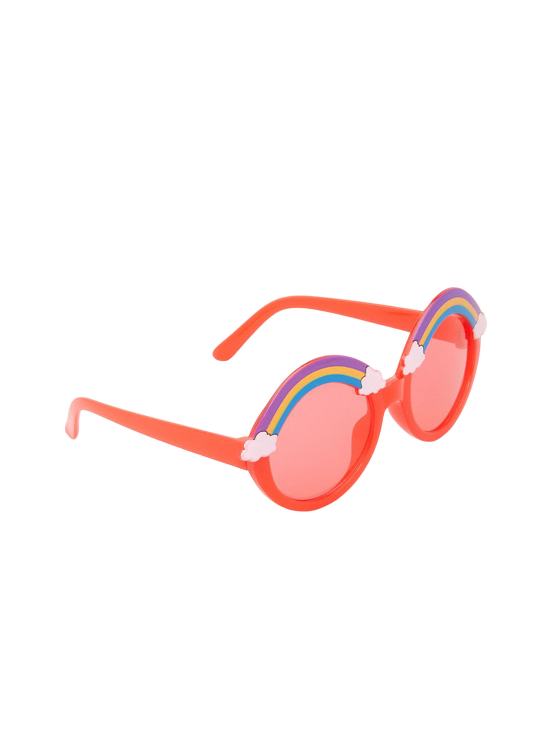 KIDSUN Kids Full Rim UV Protection Rainbow Round Sunglasses 159_RED_RED