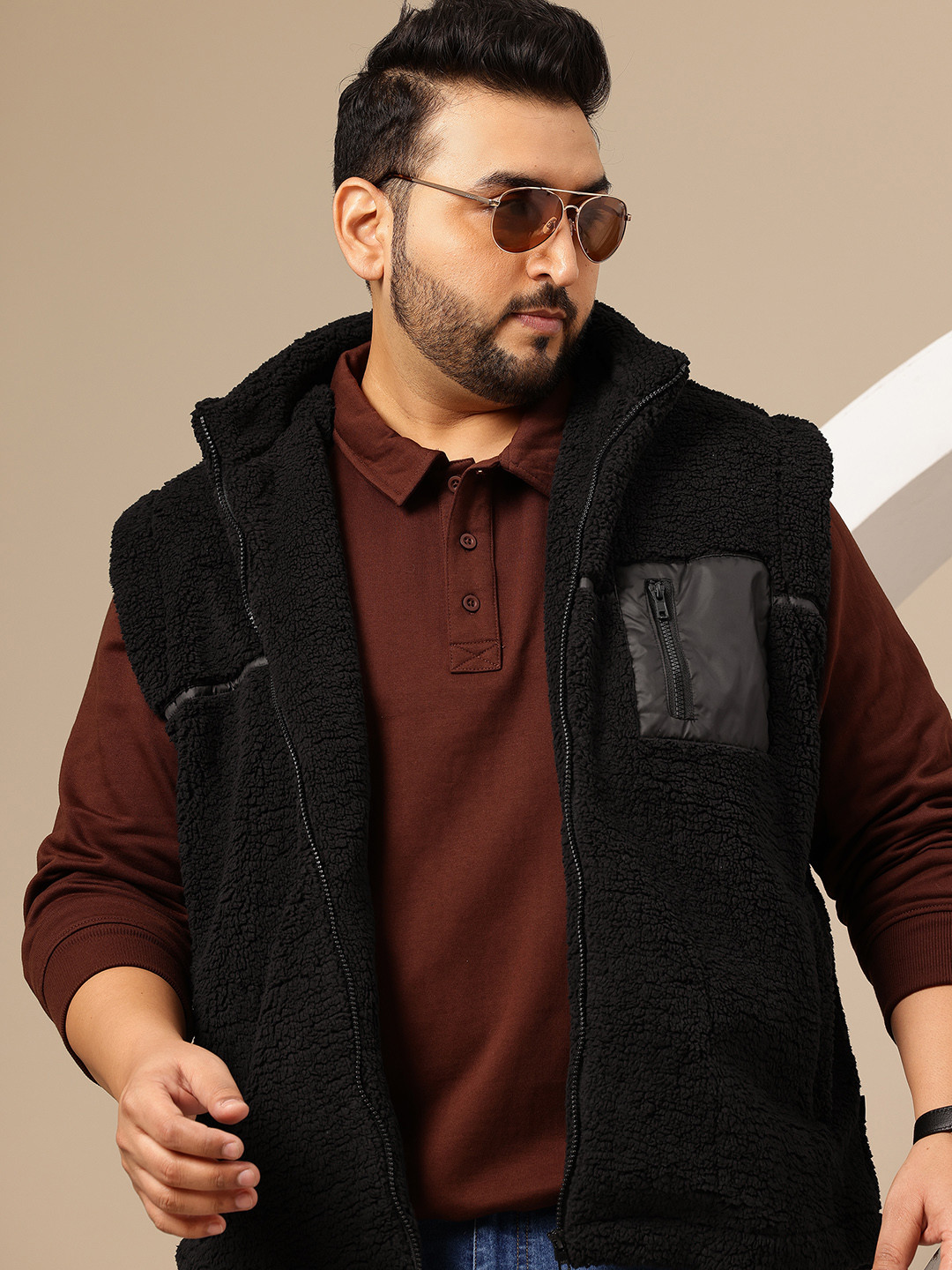 Sztori Plus Size Sherpa Gilet