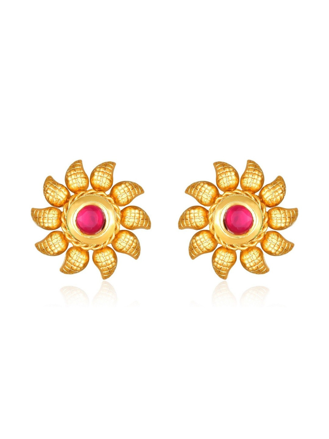 VIVASTRI Women Gold-Plated Flower Shaped Studs Earrings