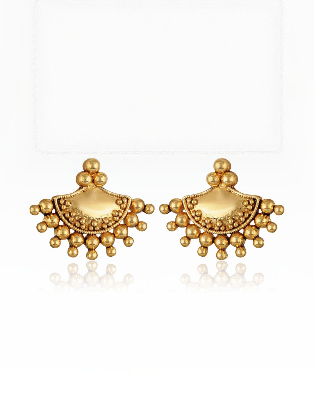 VIVASTRI Women Gold-Plated Alloy Half Moon Shaped Stud Earrings